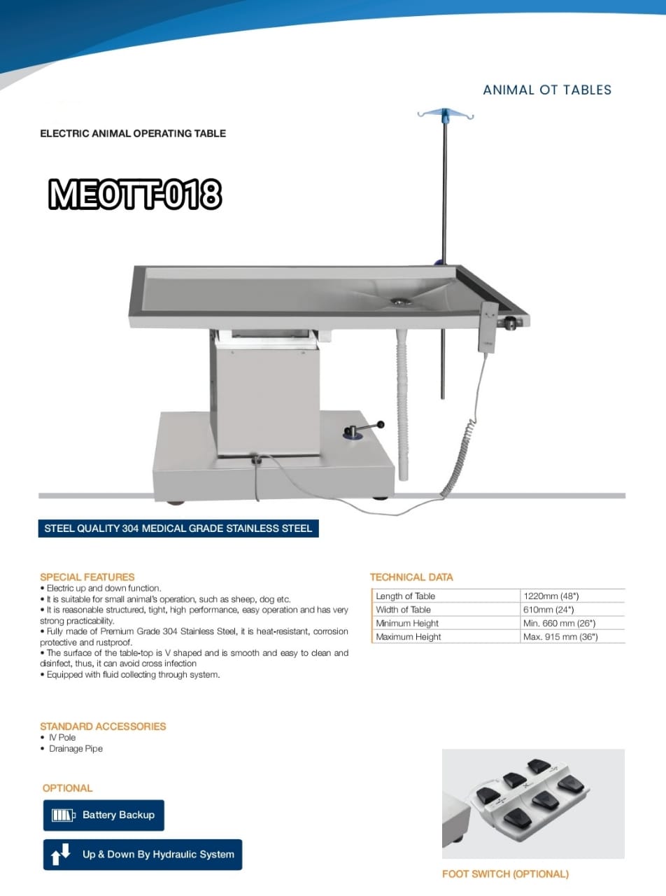 ELECTRIC ANIMAL OPERATING TABLE